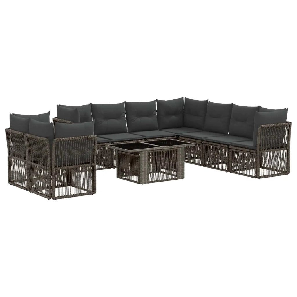 Set Divano da Giardino 10 pz Grigio polyrattan 3436490