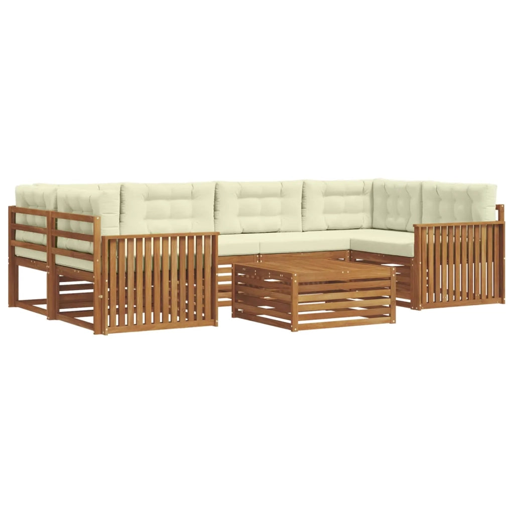 Set di divani da esterno con cuscino 7 pcs Naturale e Crema 3373095