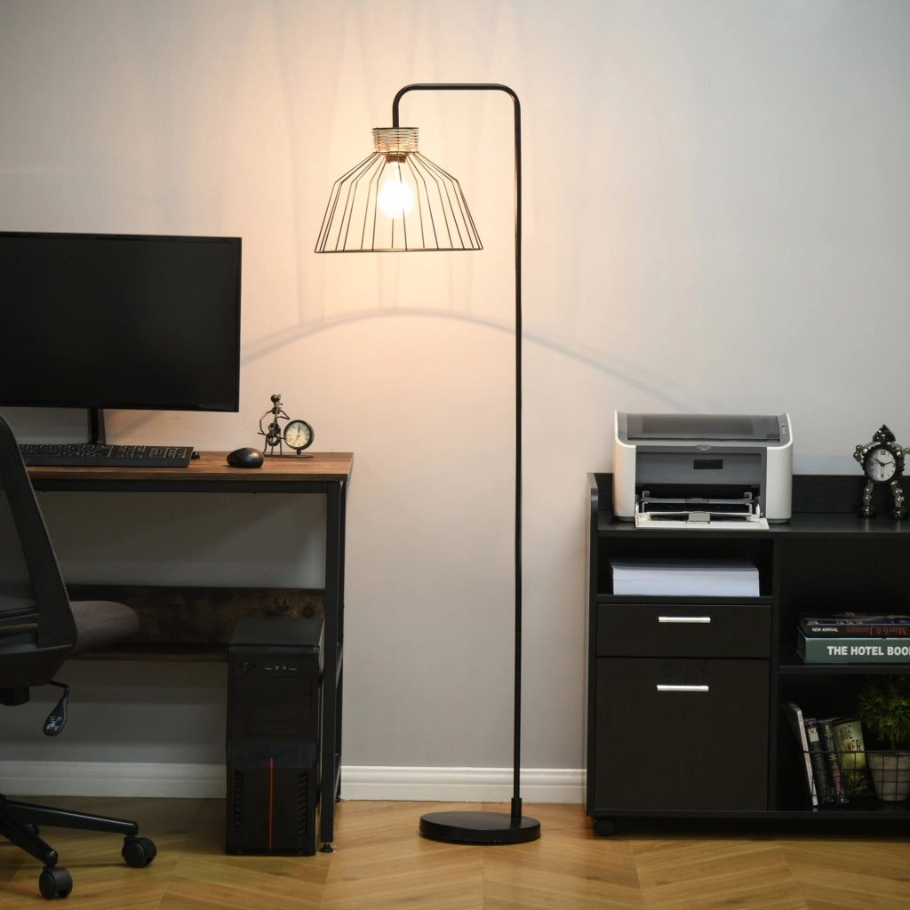 Lampada da terra design in metallo e rotino ¨C zephmum ¨C nero 44x34x154 cm