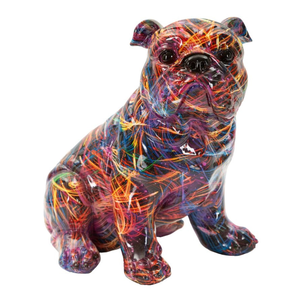 Scultura Bulldog, Multicolore, Poliresina, 21,5x15,5x21 cm