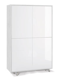 Mobile Multiuso 4 Ante 107x169x41 cm Ossido Bianco/Bianco Lucido