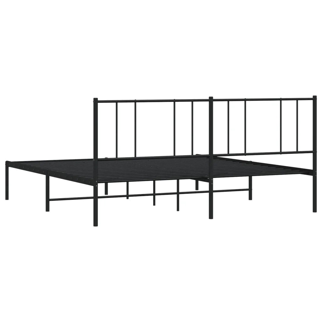 Giroletto con Testiera in Metallo Nero 180x200 cm 352484