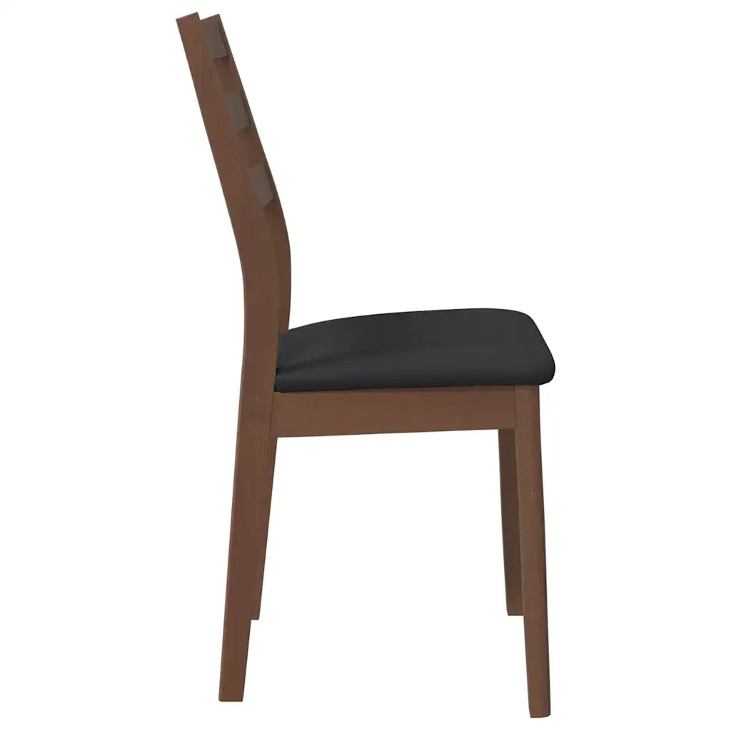 Sedie da Pranzo con Cuscini 2pz Marrone Legno Massello di Hevea 4102516