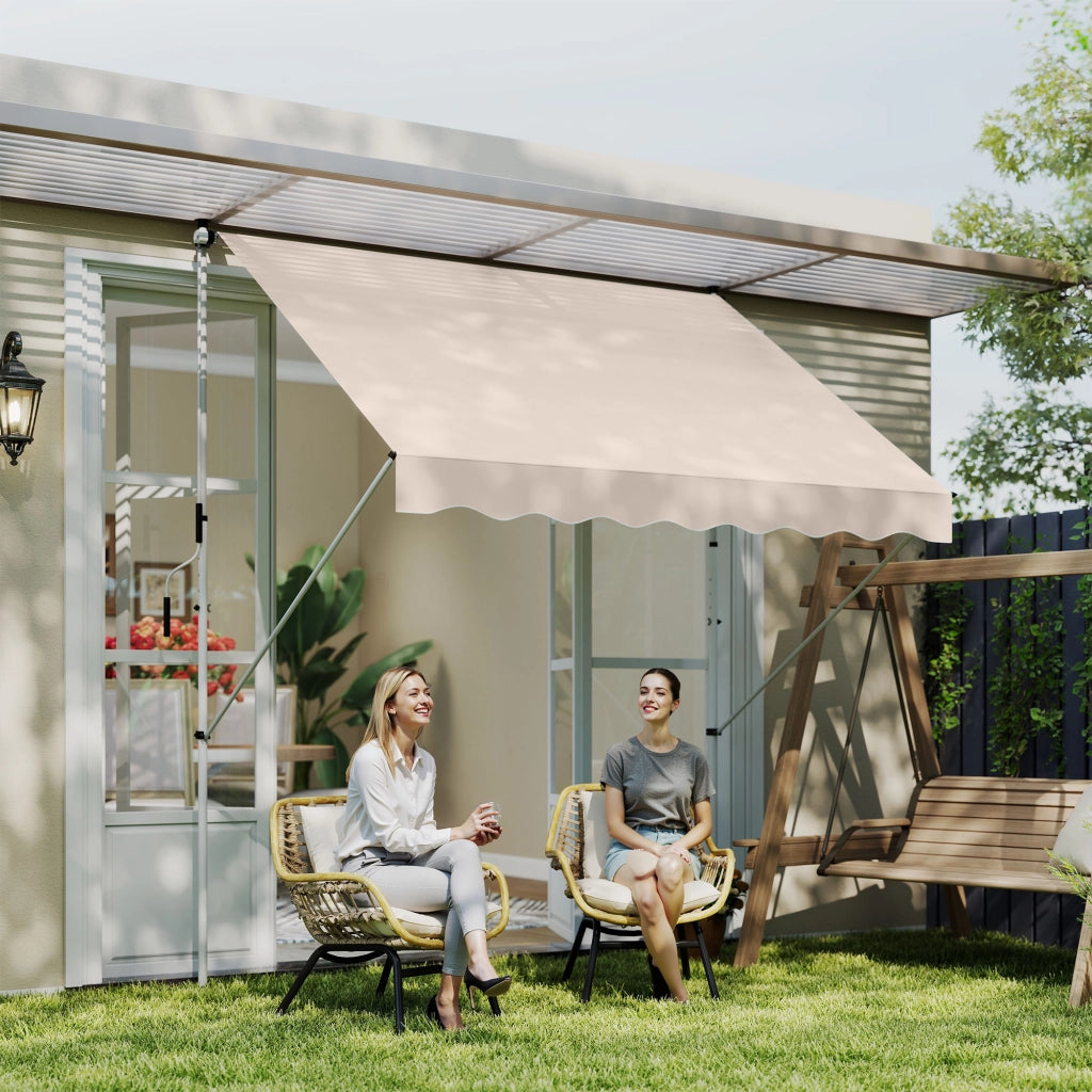 Tenda retrattile per esterno ¨C zephmum ¨C beige metallo poliestere 3x1.5m