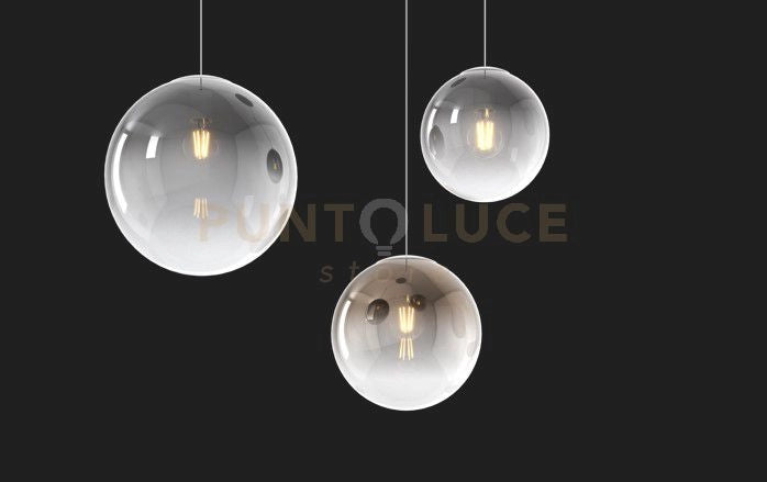 SOSP. BIANCO 3 LUCI TONDO VETRI (1 PICCOLO FUME'+1 MEDIO BRONZO+1 GRANDE FUME') 1194BI-S3 TMIX-FB