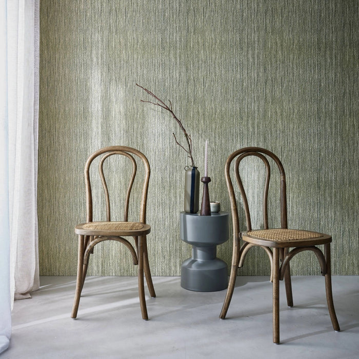 Set 2 sedie vintage in legno e rattan, marrone