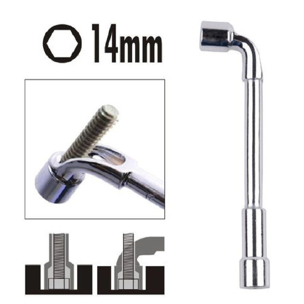 Trade Shop - Chiave Tipo L Bussola 14mm Bocca Esagonale Cromo Vanadio Acciaio 91622 Ferramenta -