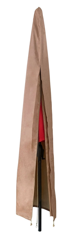 Custodia per Ombrellone da Giardino 3x3m con Zip in Poliestere Marrone