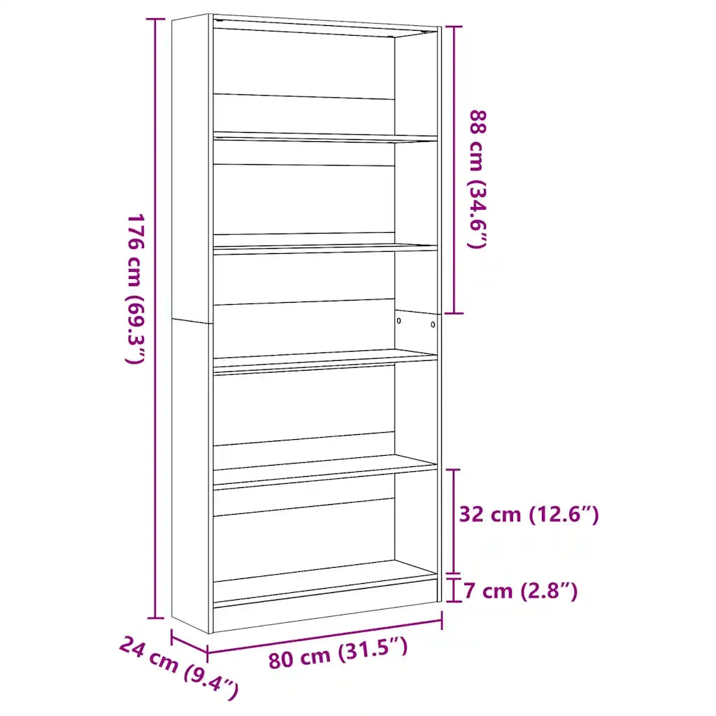 Libreria Bianca 80x24x176 cm in Legno Multistrato 857853