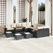 Set Divano da Giardino 14 pcs Nero polyrattan