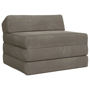 Divano Letto Pieghevole Grigio Chiaro 200 x 70 x 10 cm Velluto 900024