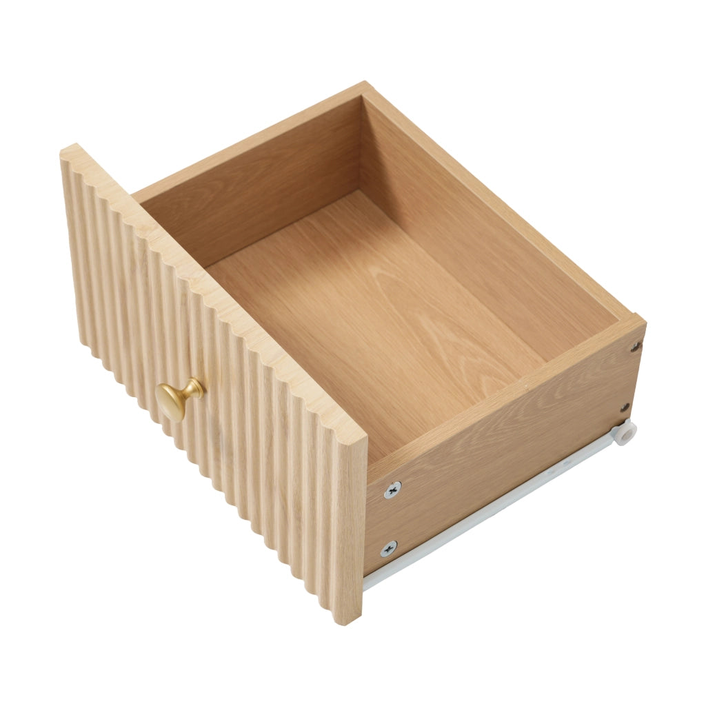 Mobiletto bagno alto 40x30x172 cm in MDF effetto legno naturale con 3 cassetti, vano a giorno e ripiano regolabile