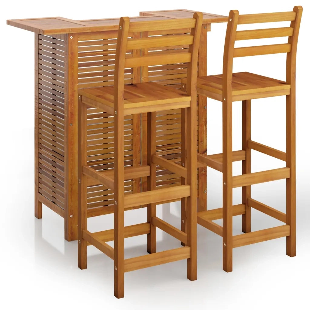 Set da Bar per Giardino 3 pz in Legno Massello di Acacia