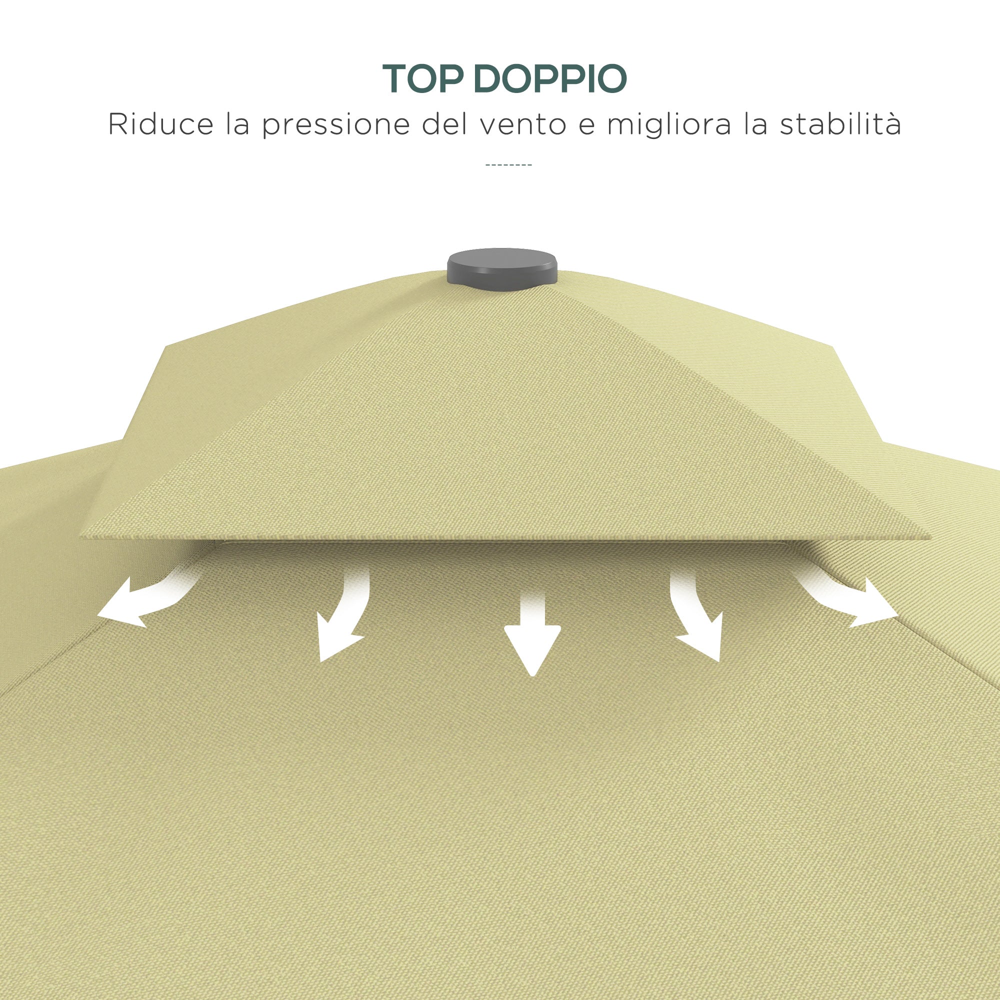 Ombrellone Decentrato 243x243x251A cm con Base a Croce in Metallo e Poliestere Beige