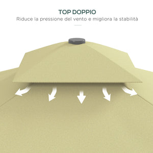 Ombrellone Decentrato 243x243x251A cm con Base a Croce in Metallo e Poliestere Beige