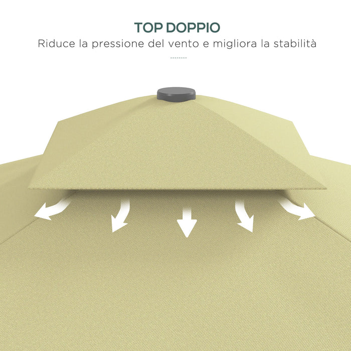 Ombrellone Decentrato 243x243x251A cm con Base a Croce in Metallo e Poliestere Beige