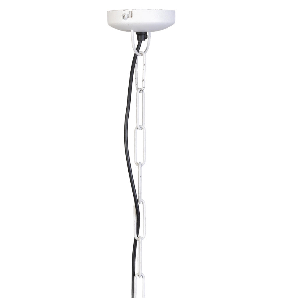 Plafoniera in legno bianco e metallo 41x41x52h