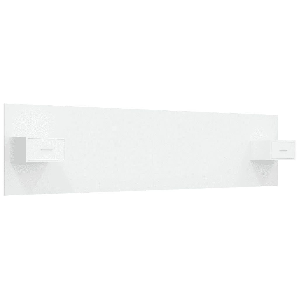 Testiera per Letto con Comodini-Testiera con Contenitore in Legno Multistrato Bianco 590951
