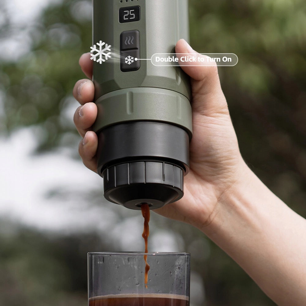 Macchina da Caffè Portatile HiBREW H4C Explorer 120W 7500mAh; Capsule e Caffè Macinato; Verde Militare