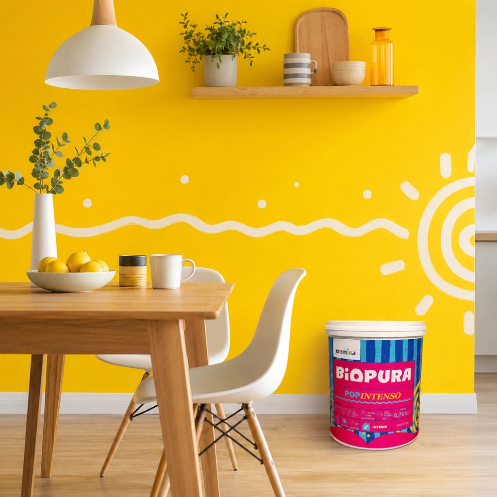 Popintenso palestra e decori interni pittura murale lavabile e coprente cromika *** formato 0,750 lt, colore- limone ...