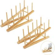 Bordiere in Legno a Due Pezzi - Supporto per Piatti in Bambù - Organizzatore per la Cucina - Asciugamani - Elevazione Compatta e Leggera - 10,5 cm di Altezza