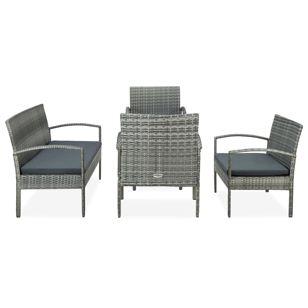 Set di mobili da giardino per esterni 5 pezzi con cuscini in polyrattan grigio 02_0016442