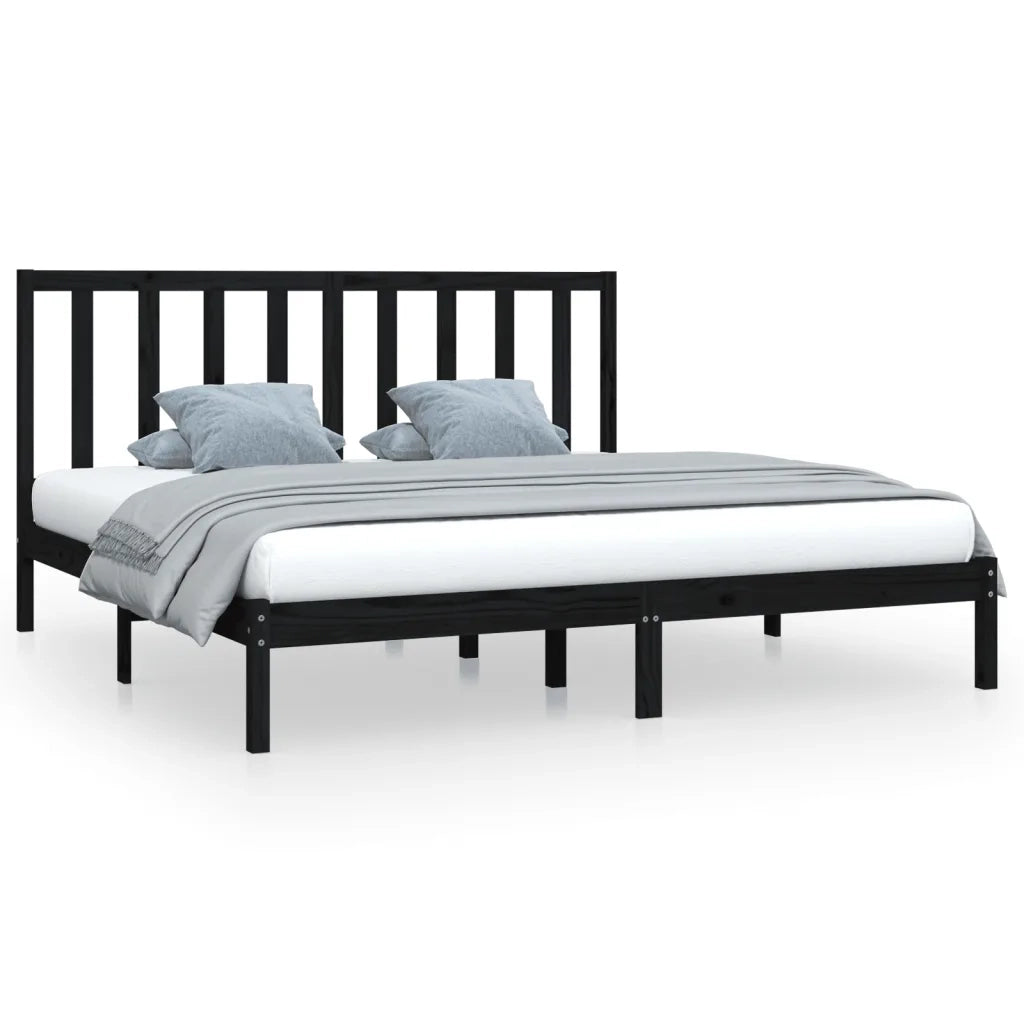 Giroletto Nero in Legno Massello di Pino 200x200 cm 3105184