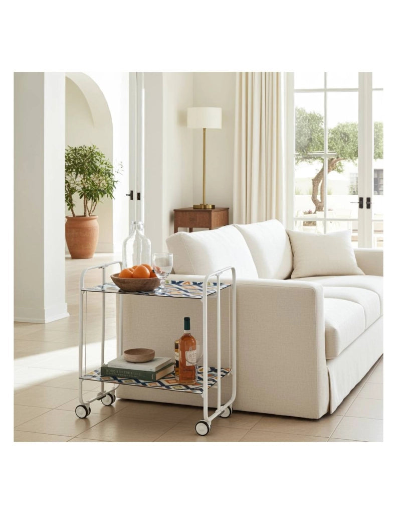 Carrello da cucina pieghevole bianco con ruote BAUHAUS 2 ripiani