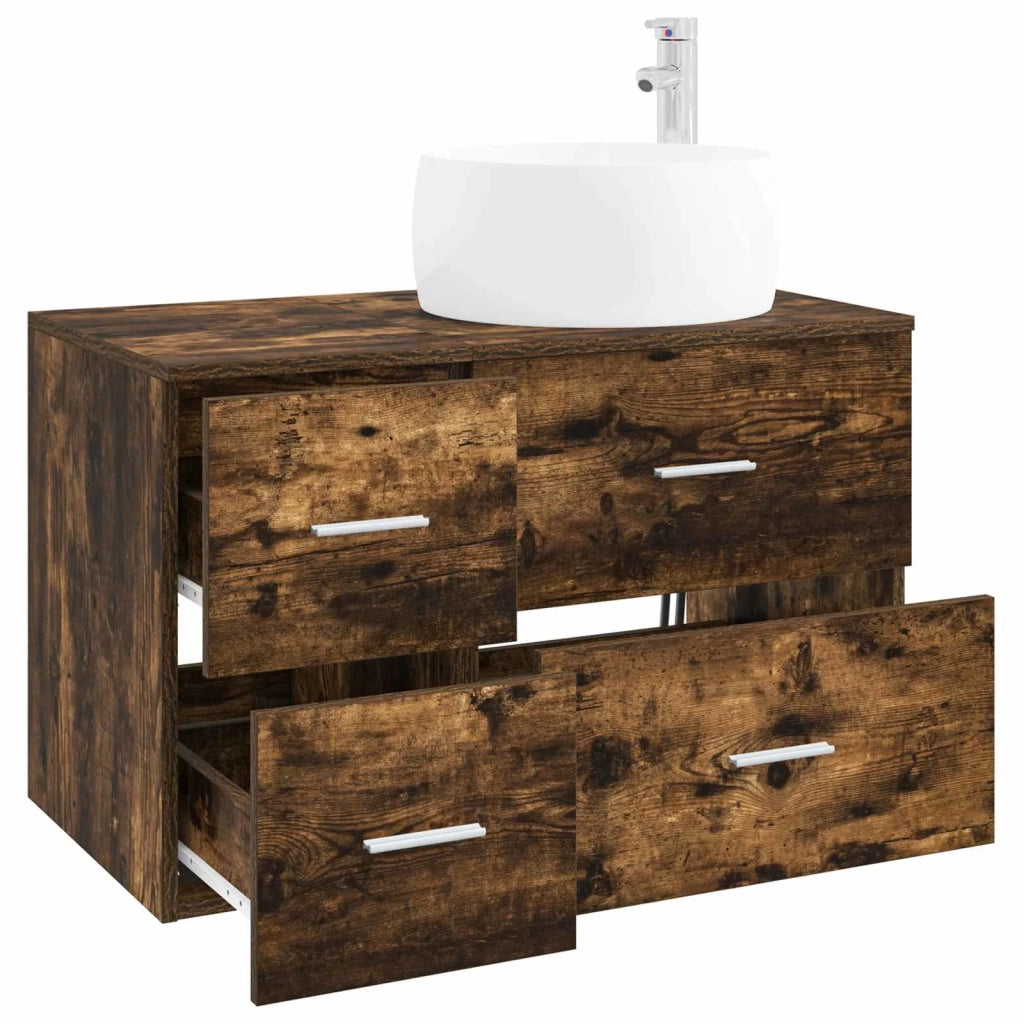 Set di mobili per il bagno 2 pz Rovere Fumo 3404004