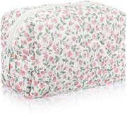 Borsa di Pochette con Disegno di Fiori - Materiale: Polyester Zaffiro - Design Bianco/Rosso - Accessorio Estetico - Ideale per Donne - Borsa di Toilette