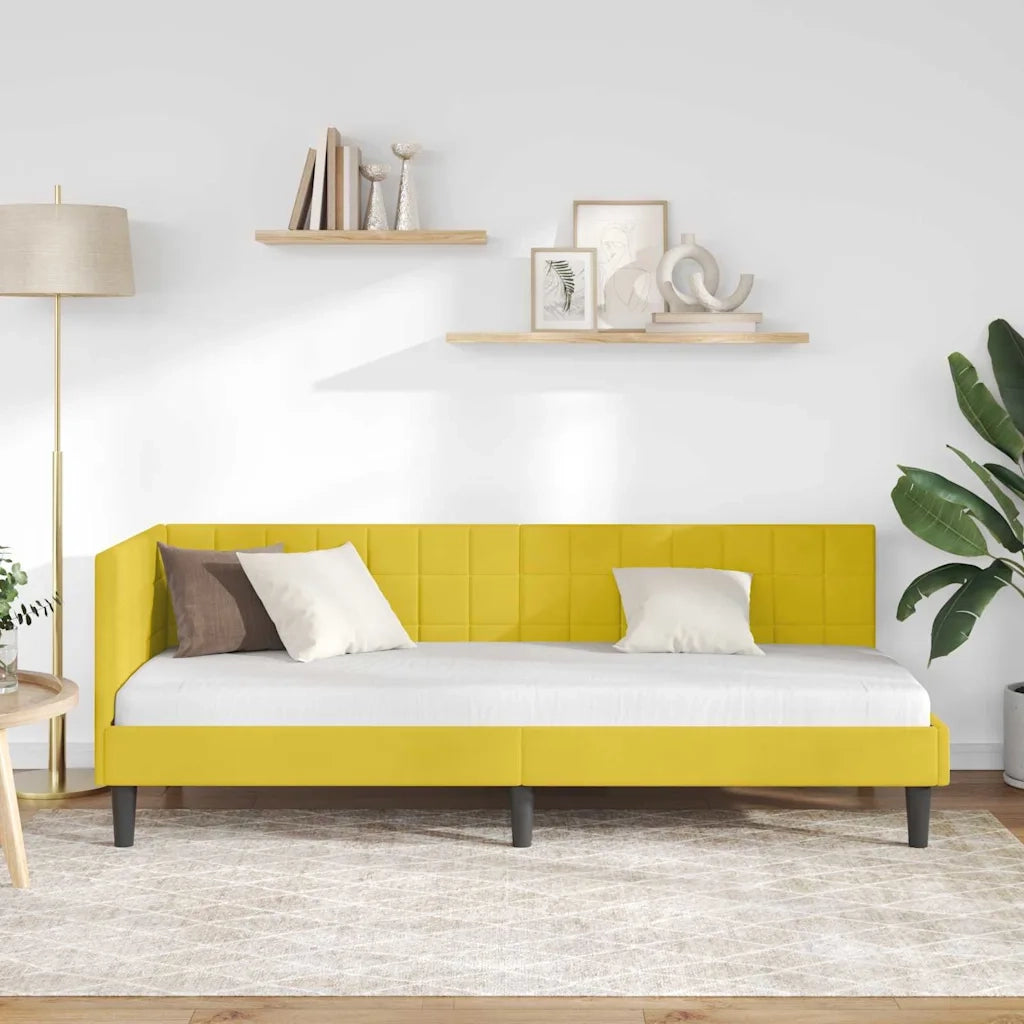 Cornice del letto ad angolo Giallo 80 cm x 200 cm Velluto