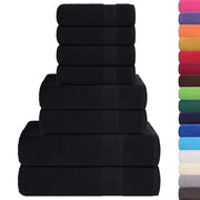 vidaXL Set Asciugamani 8 pz Neri 360 gsm 100% Cotone
