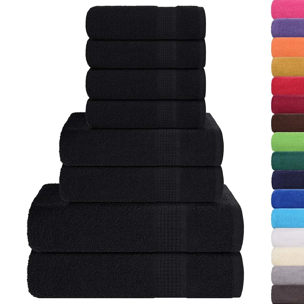 vidaXL Set Asciugamani 8 pz Neri 360 gsm 100% Cotone