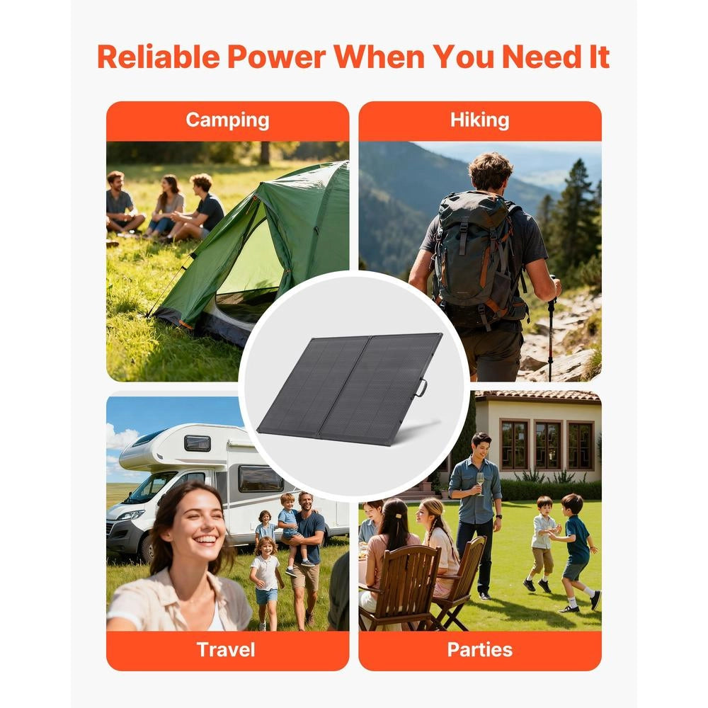 Foldable 200W Solar Panel, Portable Monocrystalline Solar Module With 30A PWM Controller, MC4 Output & Frame, 23% High Efficiency, IP67 Waterproof For Camping, Hiking & RV Travel
