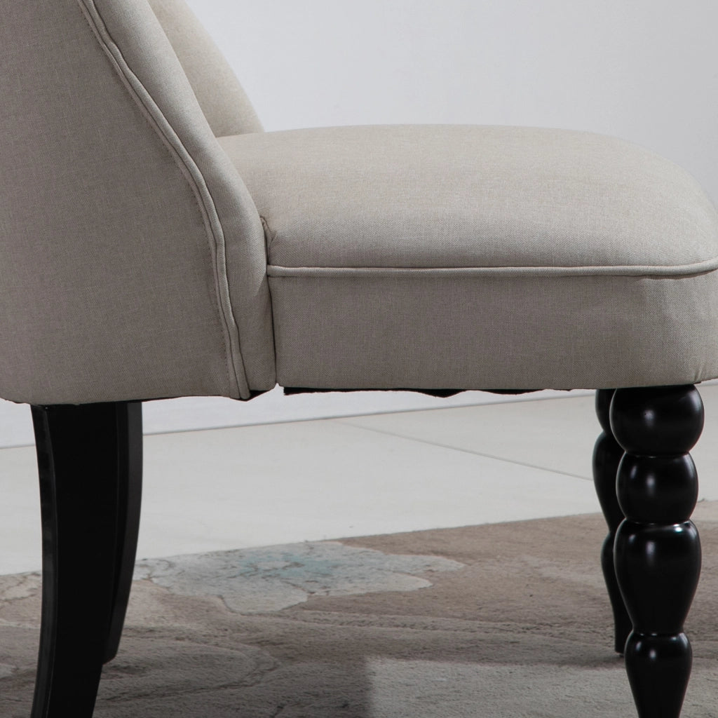 Poltrona relax con gambe in legno ¨C Xylo ¨C tessuto effetto lino beige stile vintage