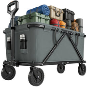 Carrello da Giardino Pieghevole con Telone ¨C Zephmum ¨C 120 kg 160 L Grigio Scuro