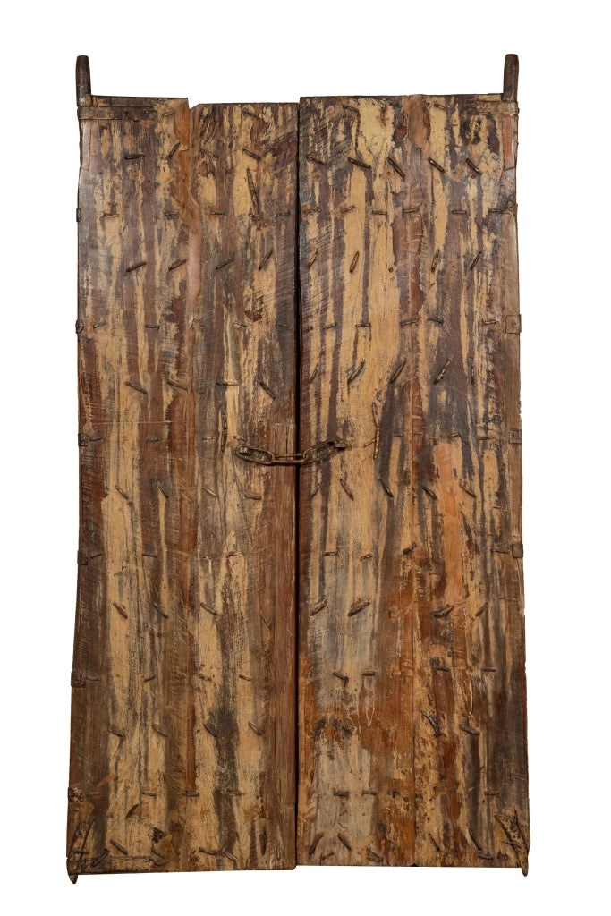 Biscottini Porta portone in legno massello e ferro da interno o da esterno vecchia e antica medievale scorrevole