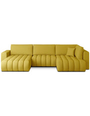 Divano ad angolo BONITA convertibile 6 posti giallo tessuto – sinistro – 350x175cm