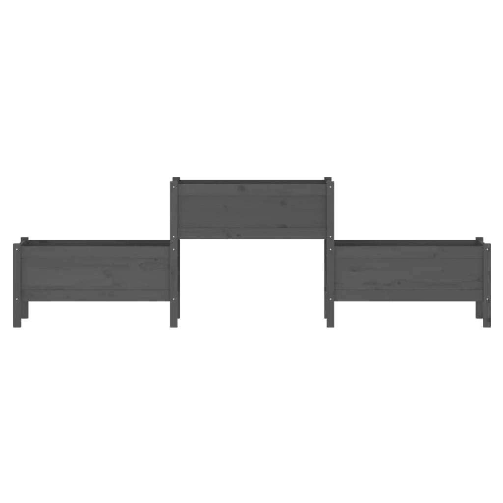Fioriera rialzata per piante e fiori terrazza giardino 245,5 x 44 x 75 cm legno massello di pino grigio 02_0037477