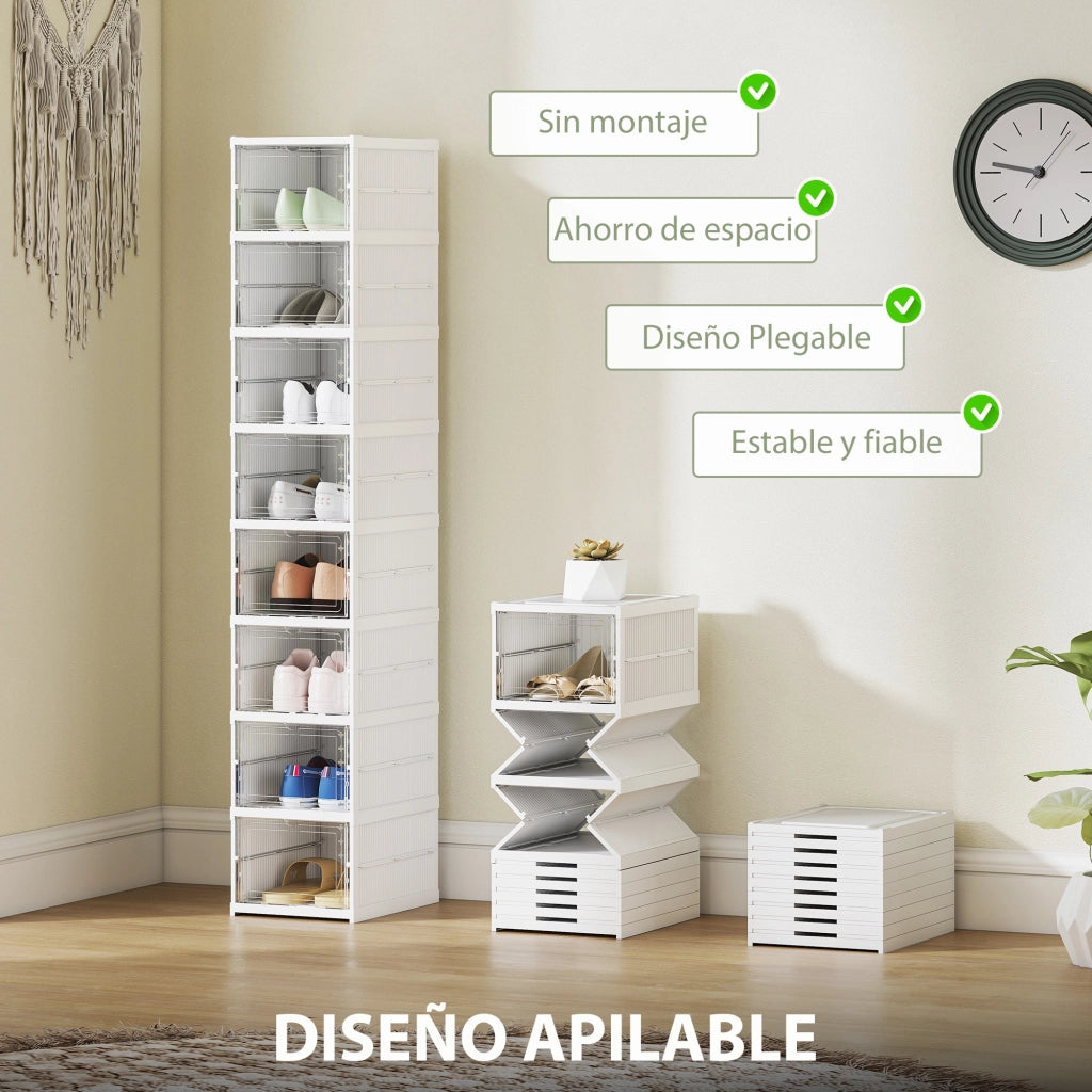 Cassa per Scarpe Trasparente Pieghevole ¨C zephmum ¨C Bianco 8 Pezzi