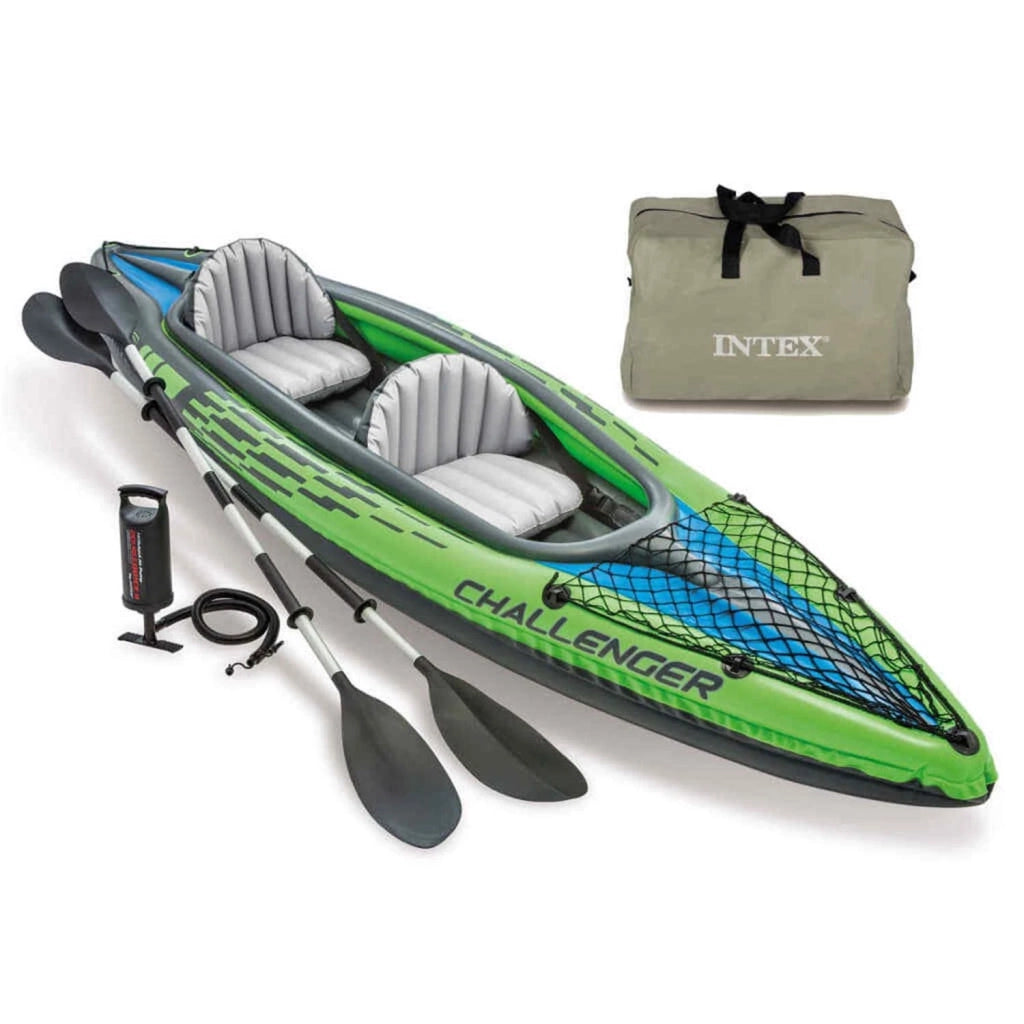 Intex 68306 Canoa Challenger K2 2 Set Gonfiabile con Pompa e Remi 351x76x38 cm