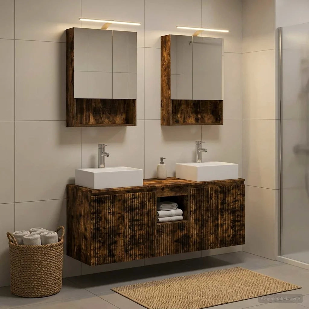 Set di Armadi da Bagno 5 pcs Rovere Fumo Legno ingegnerizzato 3406403