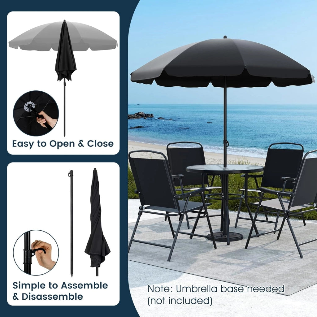 Set di 6 mobili da giardino con ombrellone, mobili da terrazza, 4 sedie pieghevoli con tavolo, set di mobili da balcone per 4 persone, set da giardino per giardino, balcone, terrazza