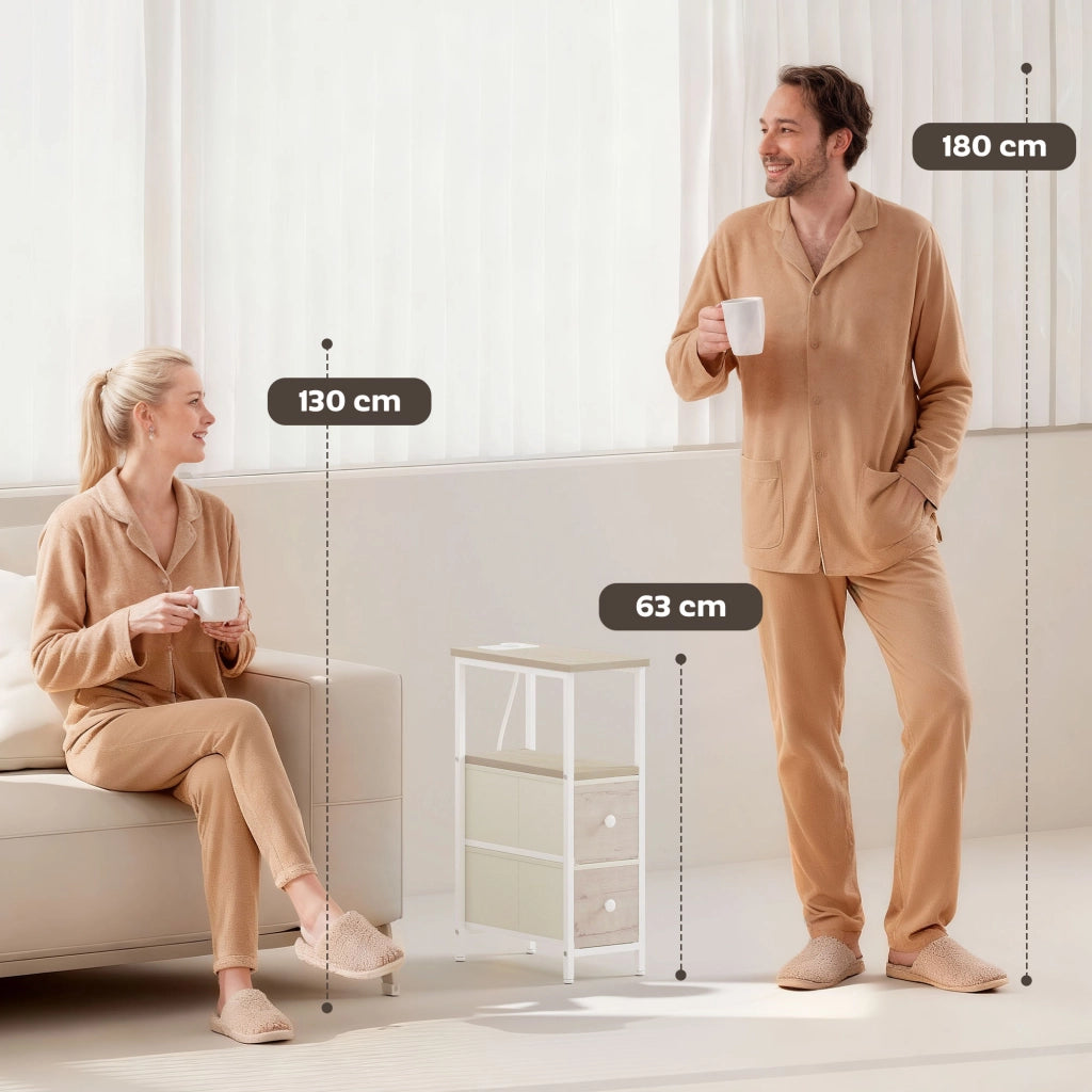 Tavolino da salotto con 2 cassetti e prese USB ¨C ZephMum ¨C Grigio naturale