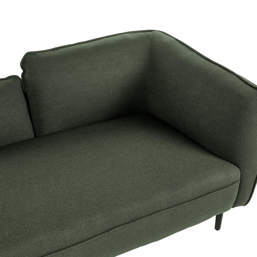 Chaise longue Destra in poliestere verde scuro con cuscino e gambe metallo da salotto
