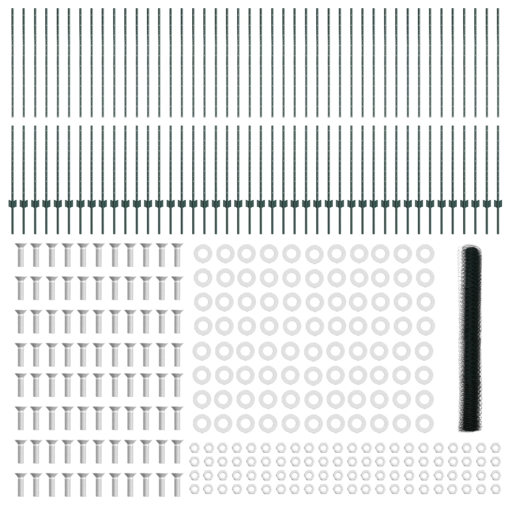 Pali per Recinzione  11 pcs U-Channel Verde 160 cm Acciaio