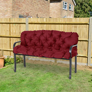 Cuscino da banco 150 x 98 x 8 cm con lacci, imbottitura in schiuma, rosso, per interno ed esterno