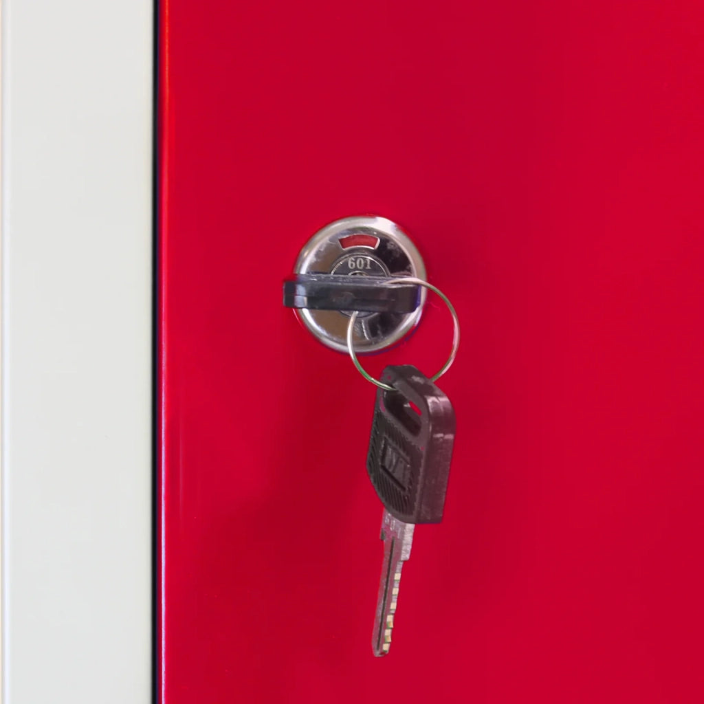 3 Armadietti da Montare con 6 Porte Rosse in Acciaio per Scuole e Palestre