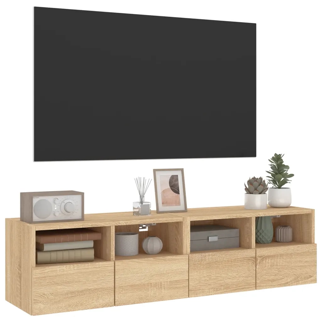 Mobili TV Parete 2pz-Set di 2 Credenza per TV sospesa Rovere Sonoma 60x30x30cm Legno Multistrato