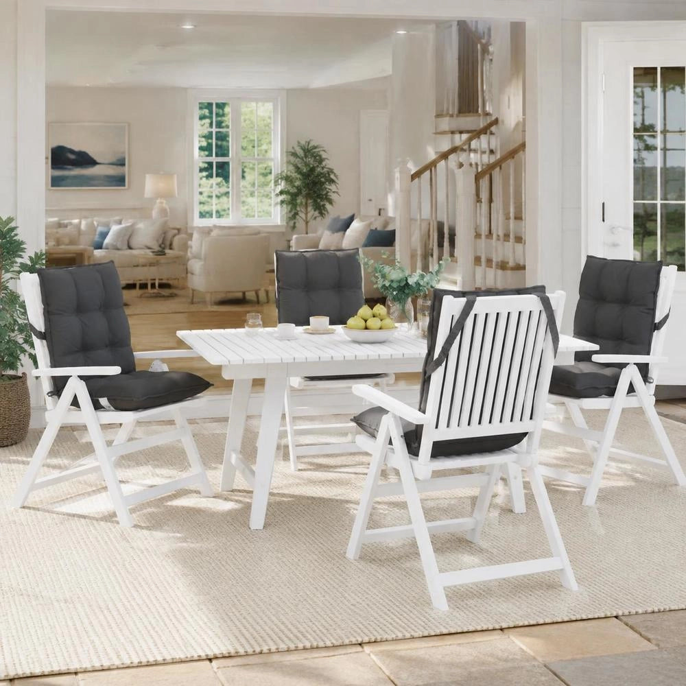Low-back Chair Cushions, Set Of 4, Anthracite Oxford Fabric